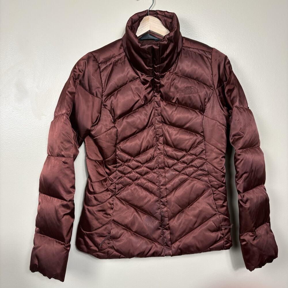 The North Face Women's Down Puffer Jacket Burgundy Quilted Lightweight Size S